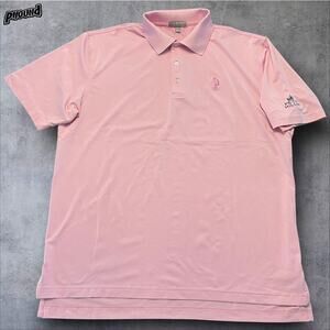 Peter Millar Polo Shirt Mens Large Pink Summer Comfort Golf Horse 1890 Logo